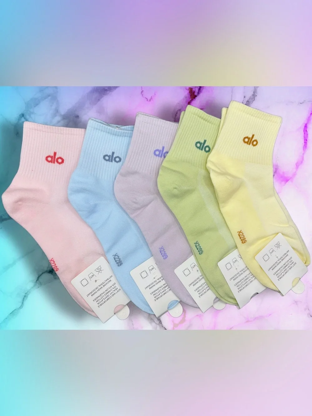 NEW ALO Yoga Quarter Crew Sock Set (5 pairs) Size M Unisex NWT